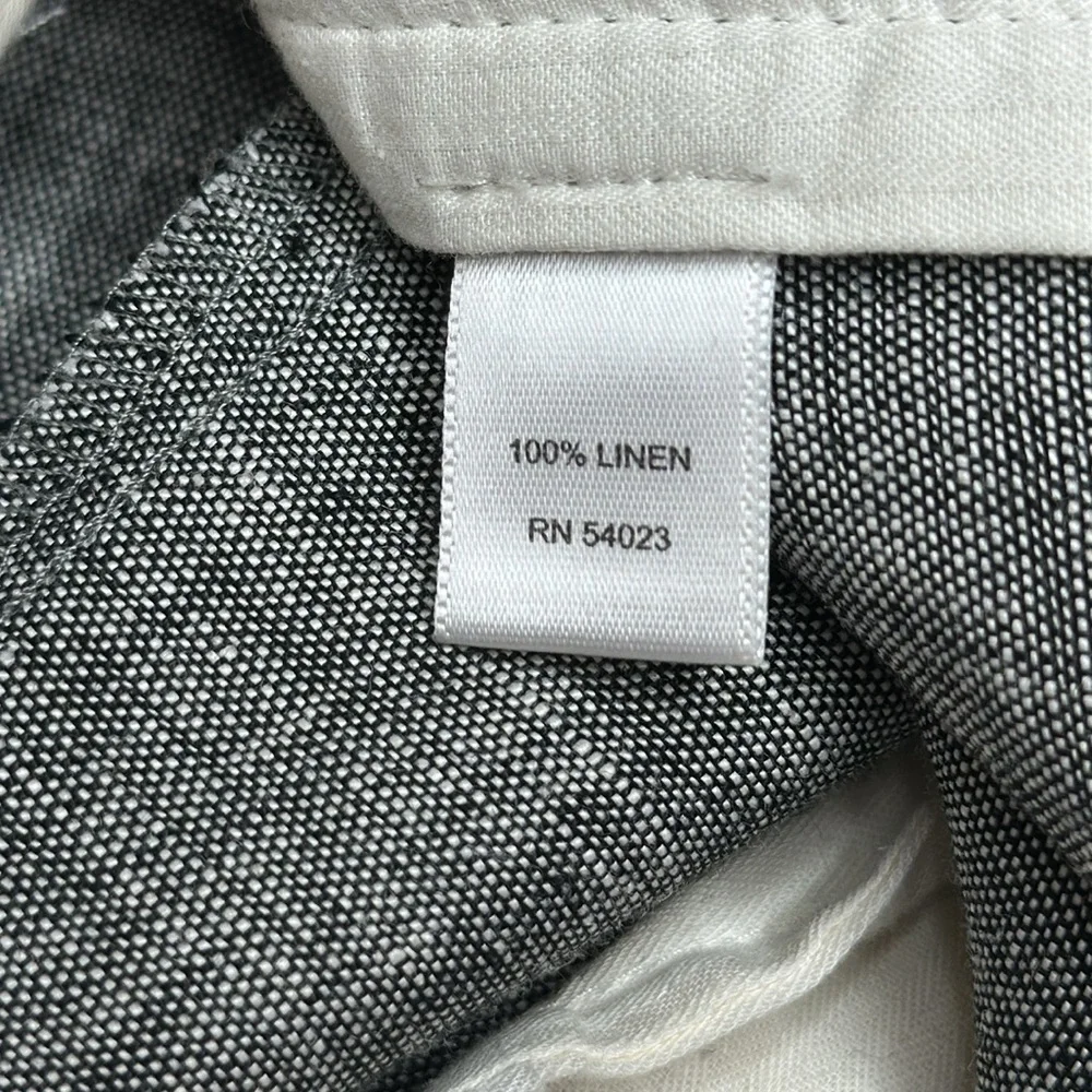 Banana Republic 100% Linen Dark Marled Grey The Martin Fit Trouser Pants Size 14